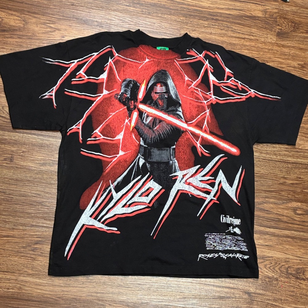 Civil Regime x Star Wars Kylo Ren Graphic T Shirt Men's L Black Double Sided Tee